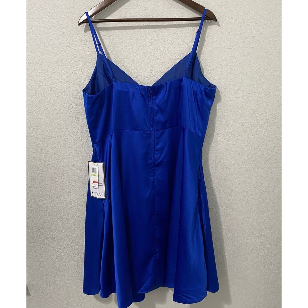 B Darlin Royal Blue Satin Fit & Flare Dress 18W Pockets Prom Wedding Guest - Picture 6 of 12